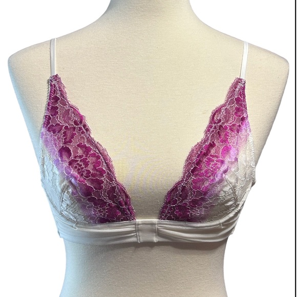 intimately Other - Intimately White and Pink / Purple Lacy, Ruched Bra 34A